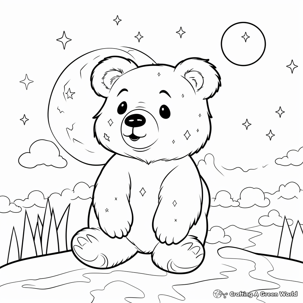 Under the Starry Night with Mama Bear Coloring Pages 4
