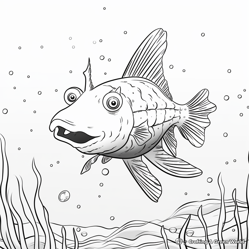 Underwater Bristlenose Catfish Coloring Pages 1