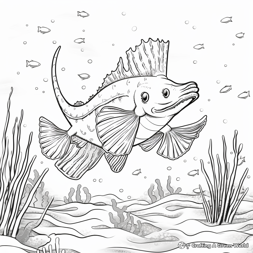 Underwater Bristlenose Catfish Coloring Pages 2