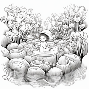 Underwater Clam Garden Coloring Pages 1