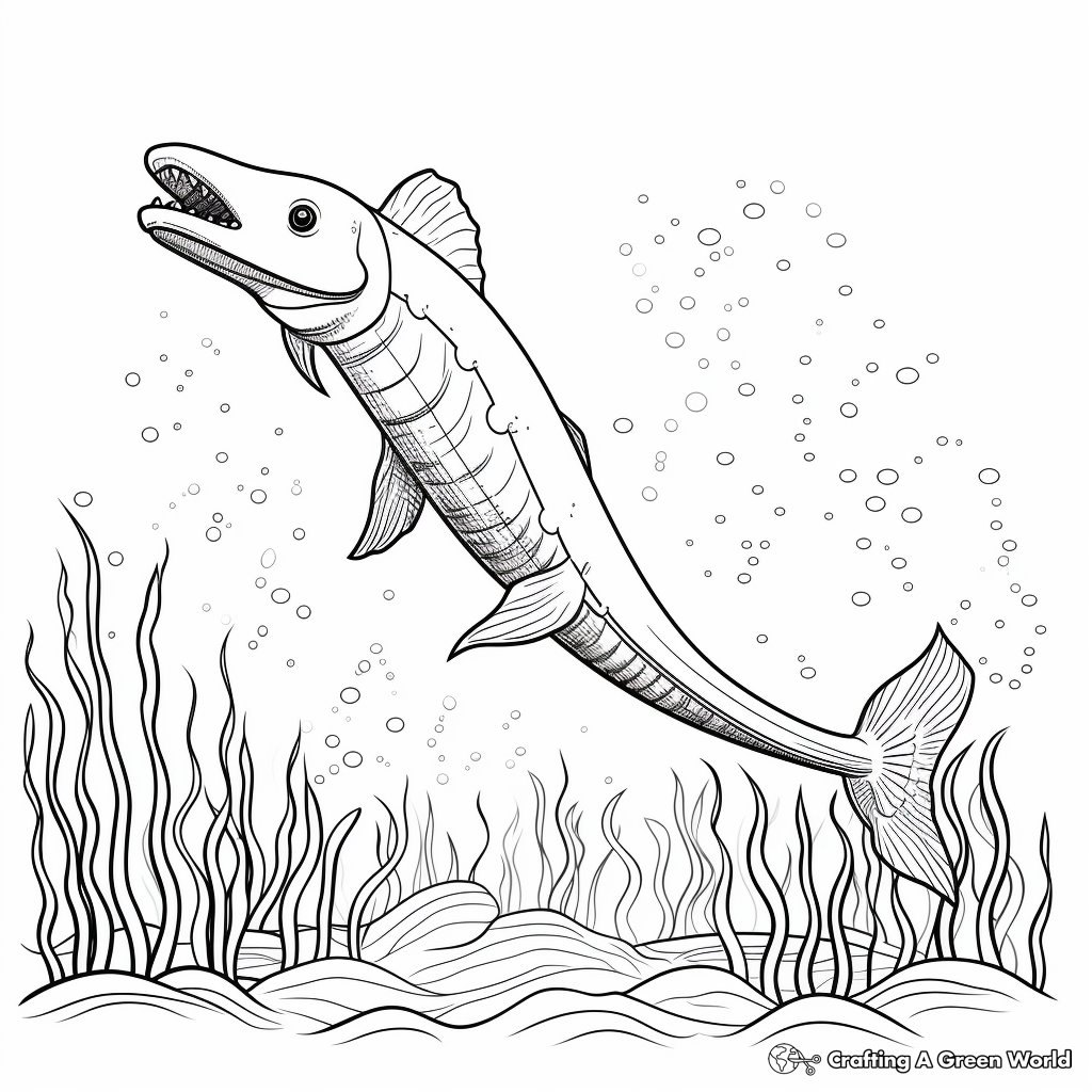 Underwater Elasmosaurus Coloring Pages 1
