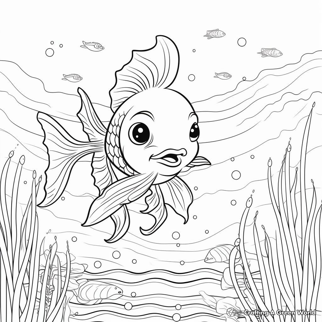Underwater Goldfish Scene Coloring Pages 2