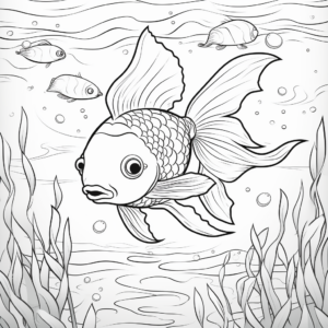 Underwater Goldfish Scene Coloring Pages 3