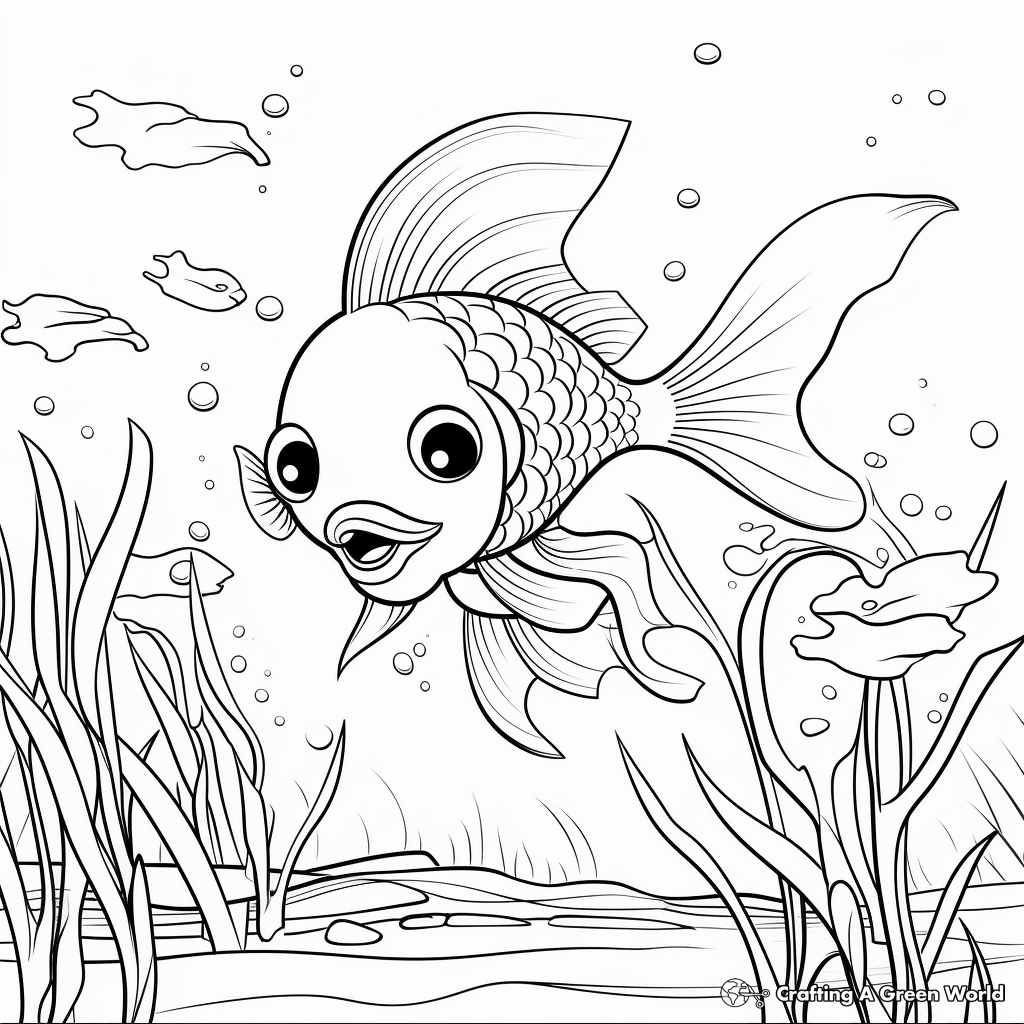 Underwater Goldfish Scene Coloring Pages 4