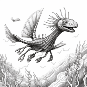 Underwater Microraptor Coloring Pages 1