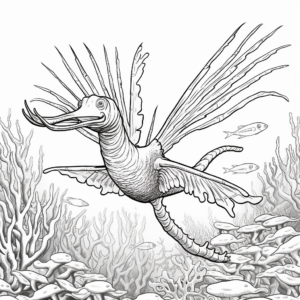 Underwater Microraptor Coloring Pages 3