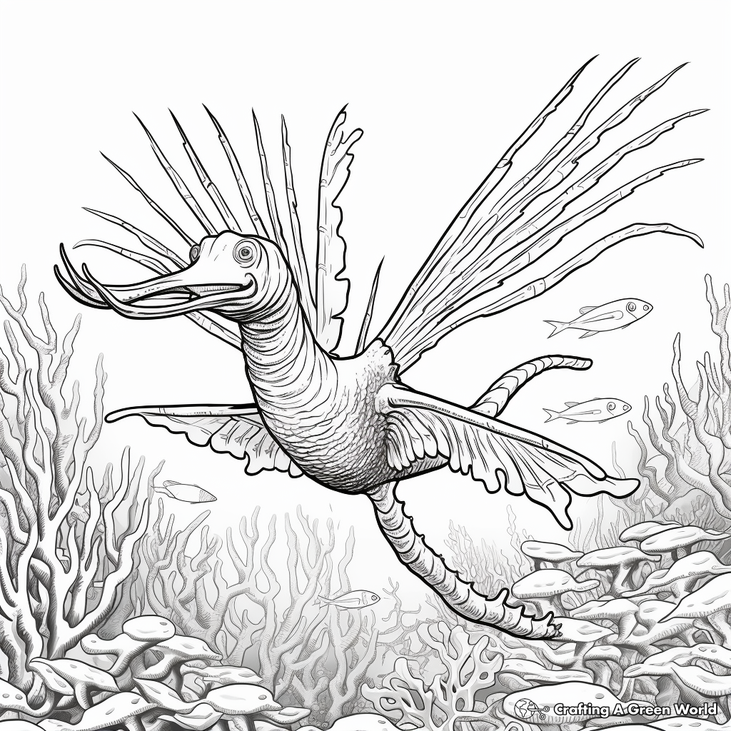 Underwater Microraptor Coloring Pages 3