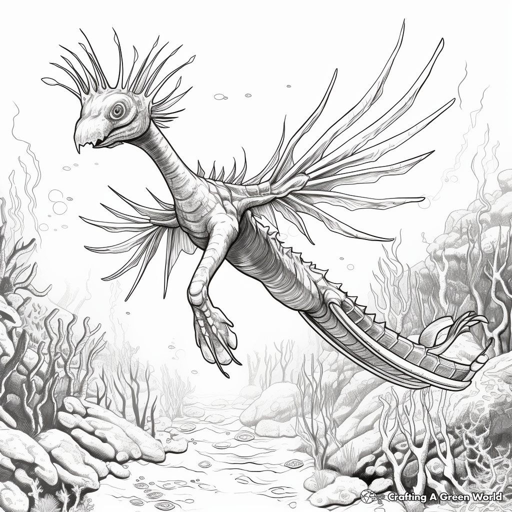 Underwater Microraptor Coloring Pages 4