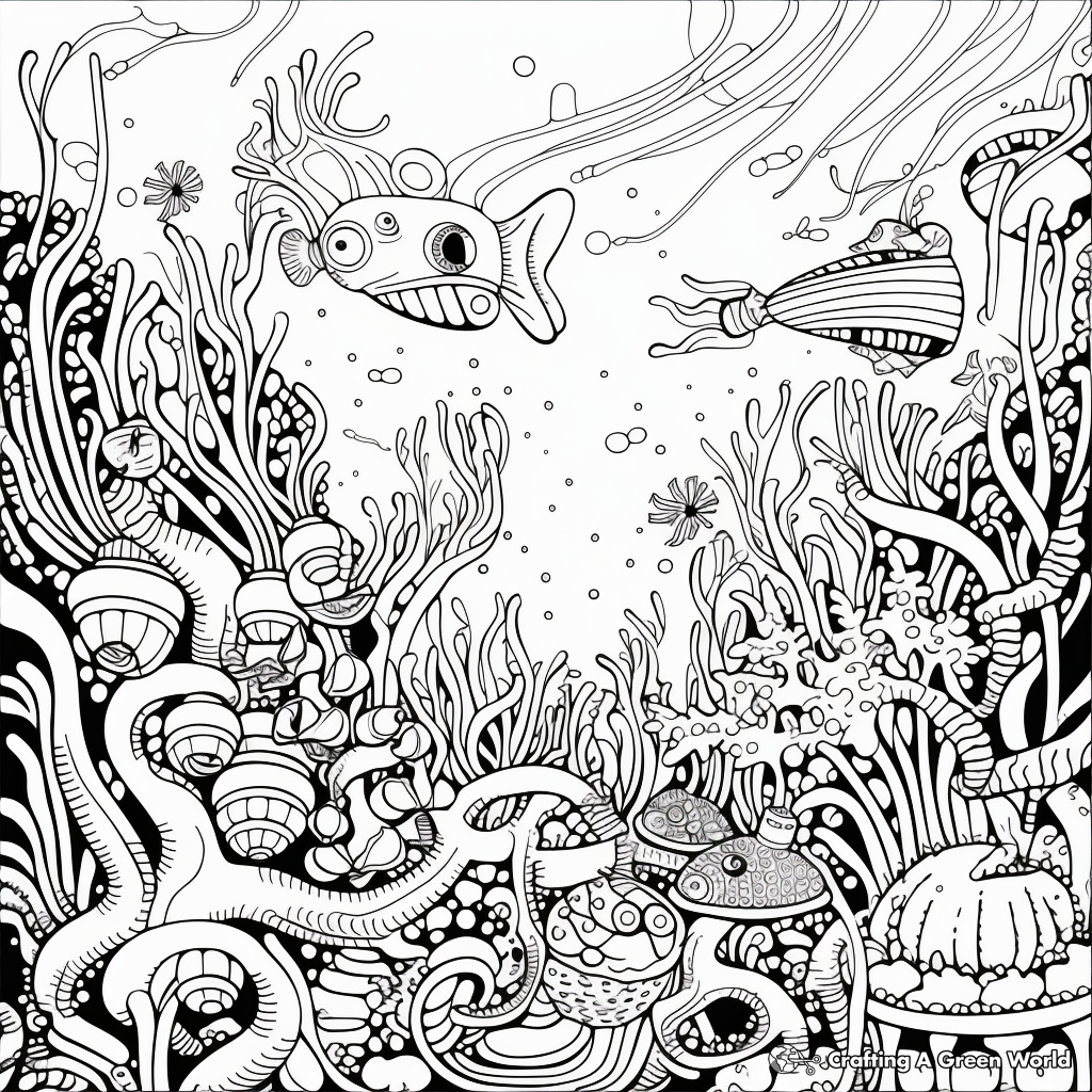 Underwater Ocean Swirl Coloring Pages 1