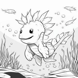 Underwater Scene Axolotl Coloring Pages 2