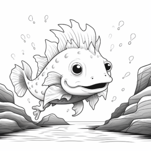 Underwater Scene Axolotl Coloring Pages 3