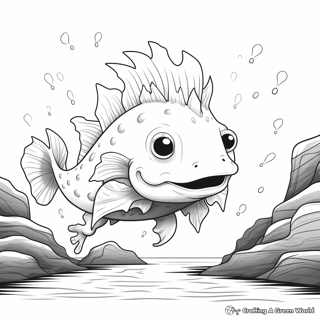Underwater Scene Axolotl Coloring Pages 3