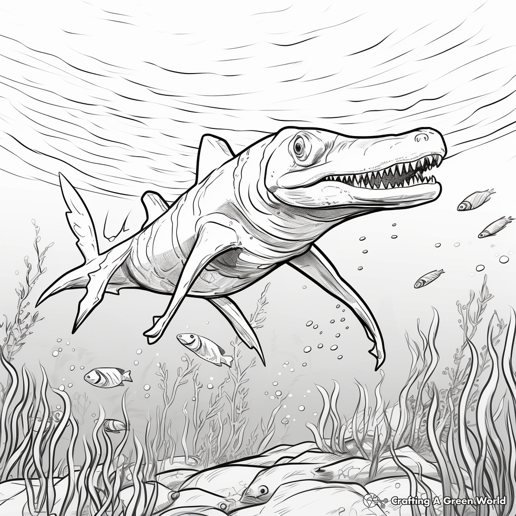 Underwater Scene Ceratosaurus Coloring Pages 3