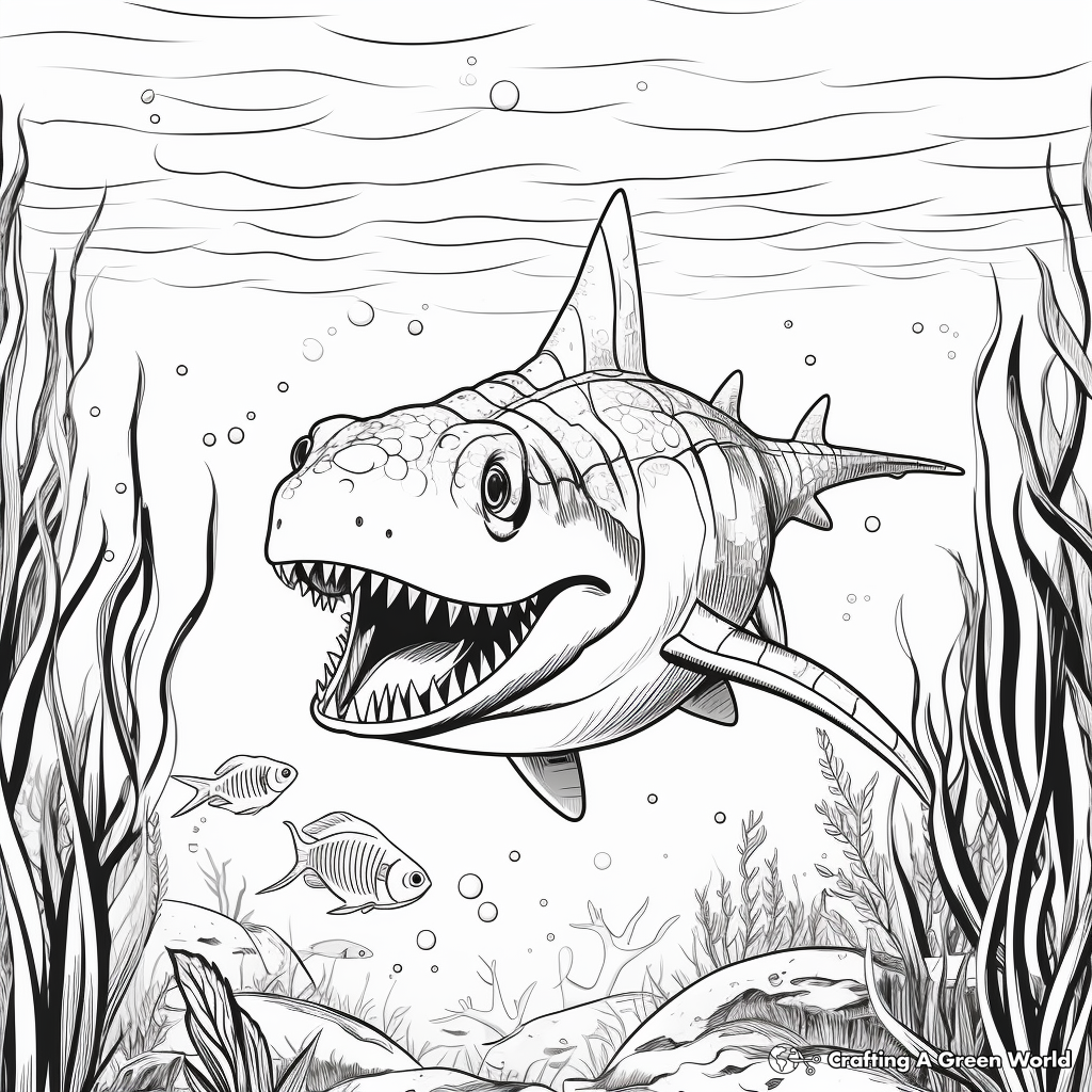 Underwater Scene Ceratosaurus Coloring Pages 4