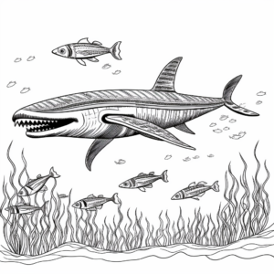 Underwater Scene with Blue Whales Coloring Pages 4