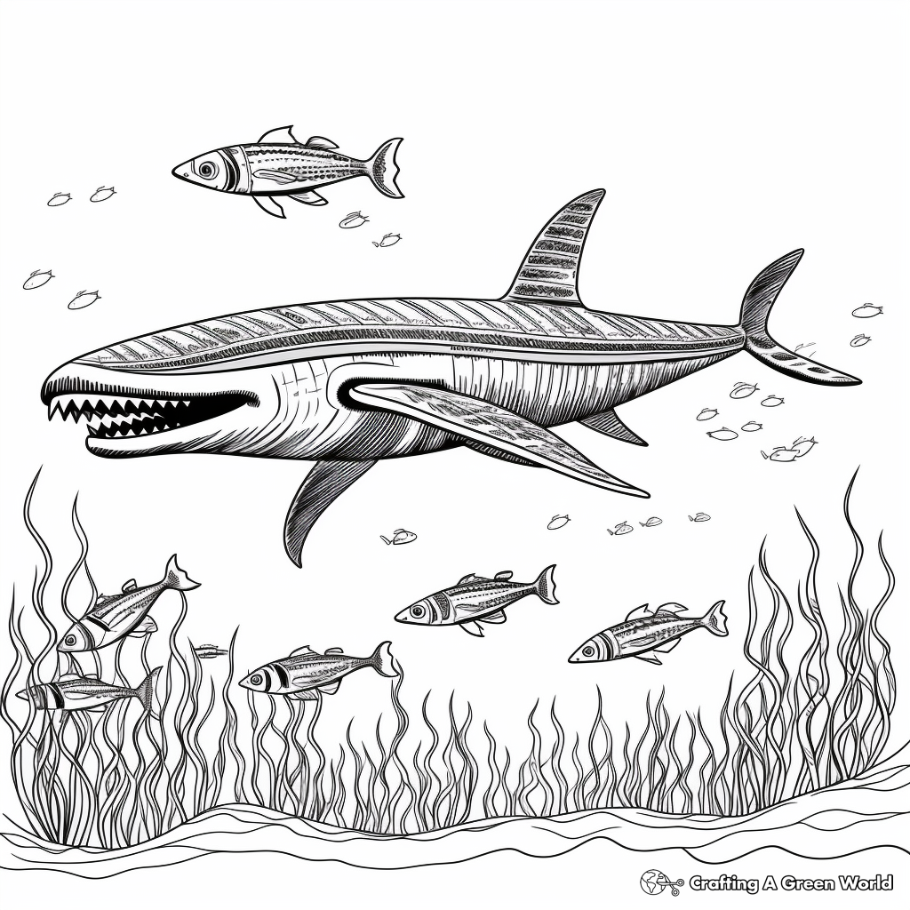 Underwater Scene with Blue Whales Coloring Pages 4