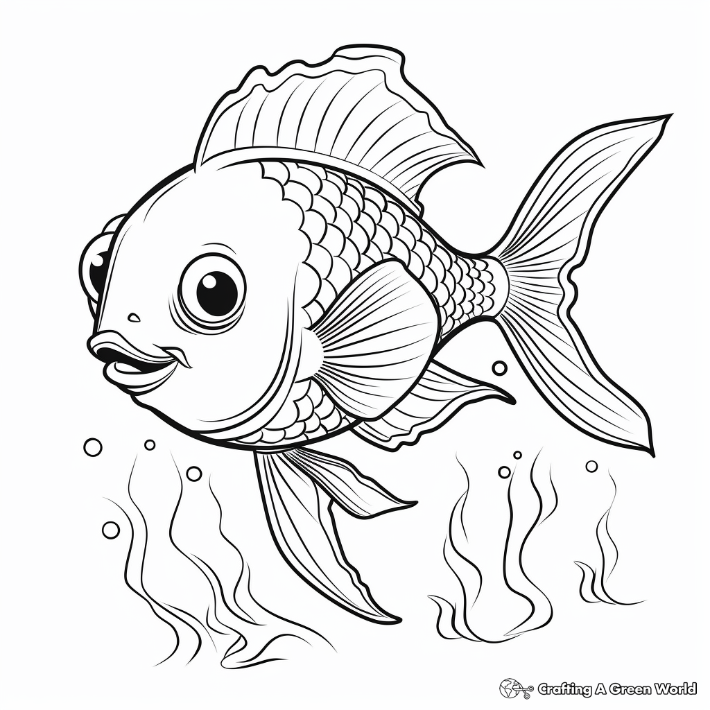 Underwater Scene with Diverse Rainbow Fish Coloring Pages 4