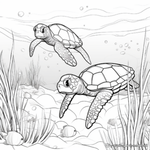 Underwater Sea Turtles Coloring Pages 1