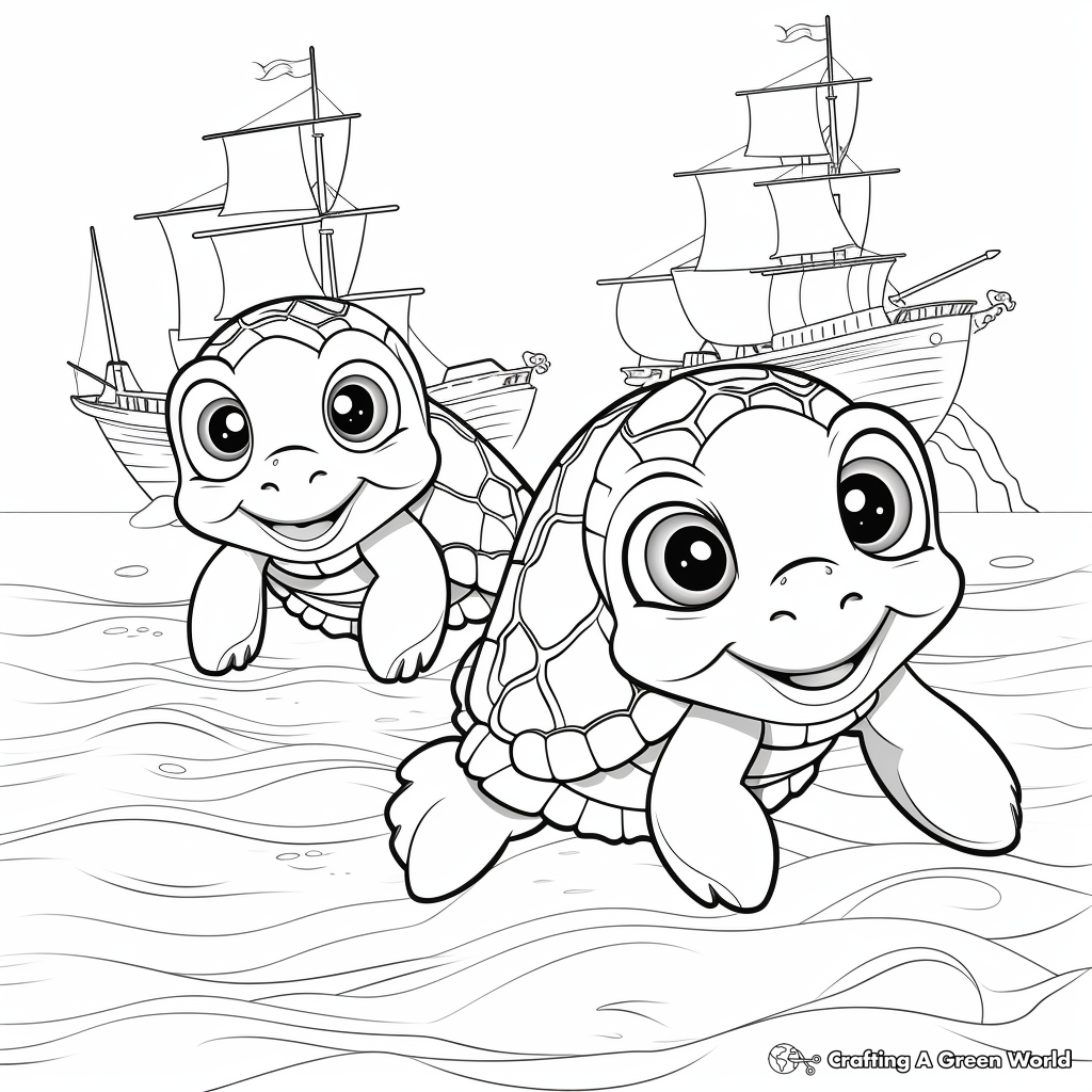 Underwater Sea Turtles Coloring Pages 2