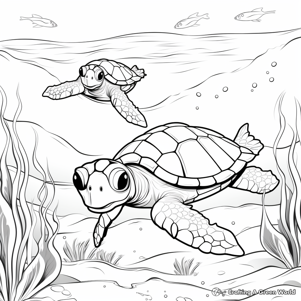 Underwater Sea Turtles Coloring Pages 3