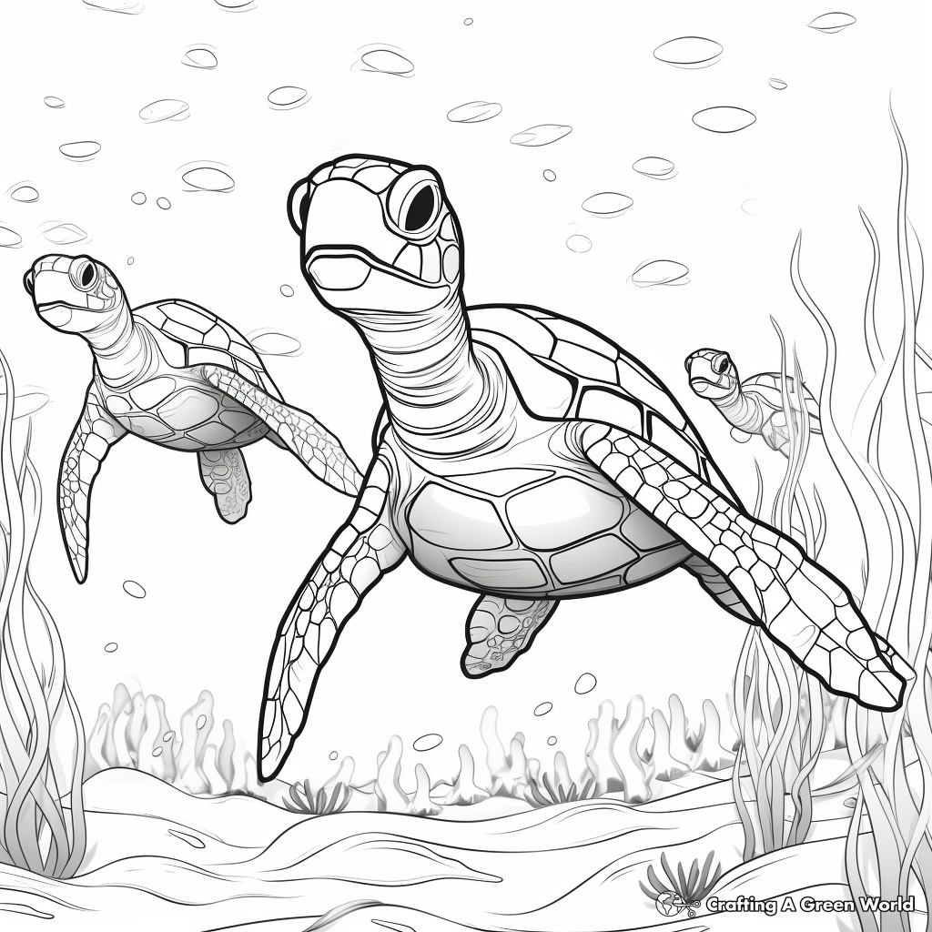 Underwater Sea Turtles Coloring Pages 4