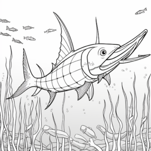 Underwater Swordfish Hunt Coloring Pages 3
