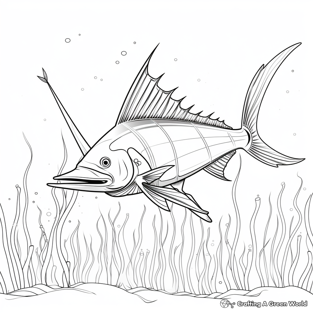 Underwater Swordfish Hunt Coloring Pages 4