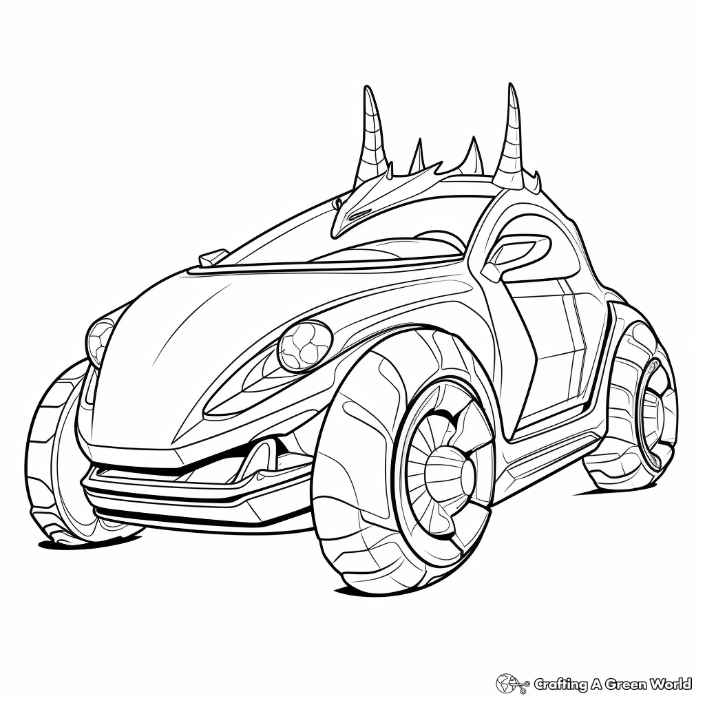 Unicorn Car in Galaxy Coloring Pages 3