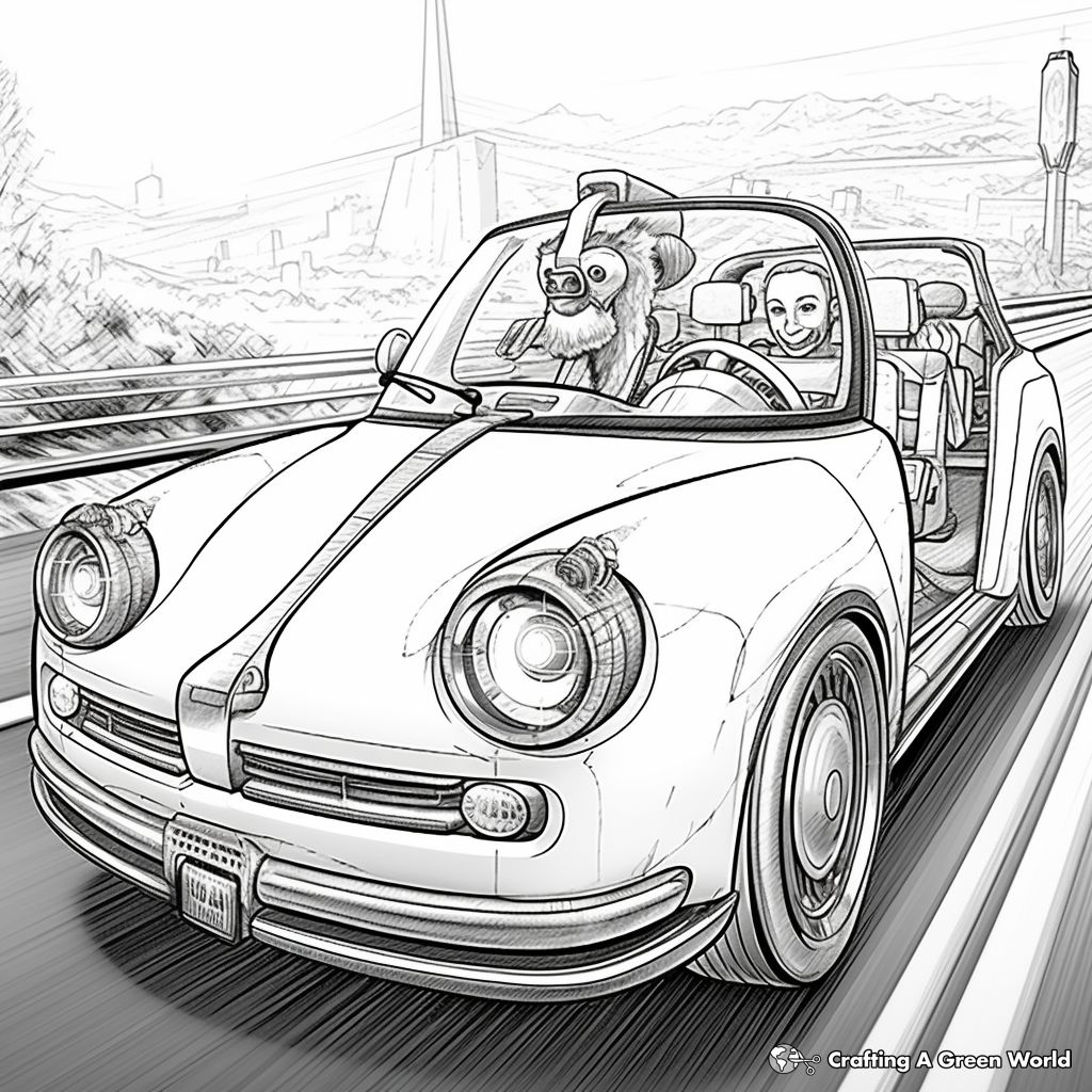Unicorns Driving Cars Coloring Pages 4
