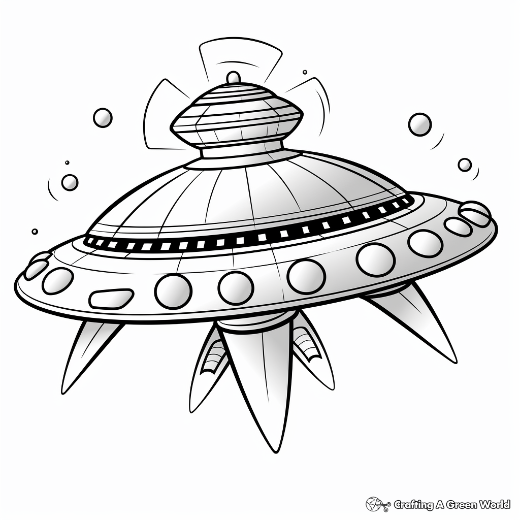 Unidentified Flying Object: Classic Alien Spaceship Coloring Pages 2