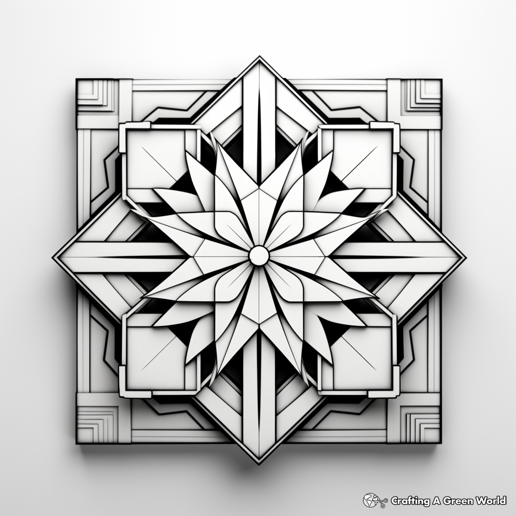 Unique 3D Geometric Mandala Coloring Pages 1