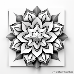 Unique 3D Geometric Mandala Coloring Pages 4