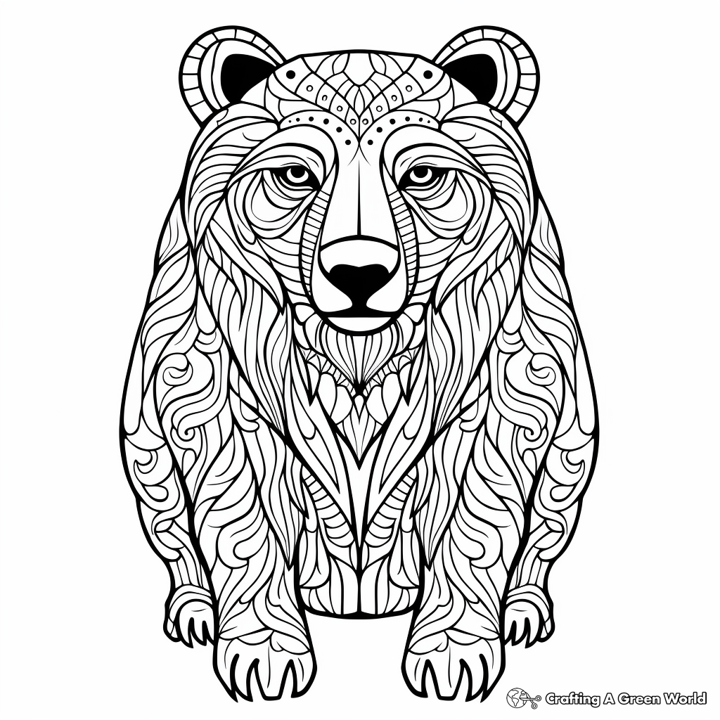 Unique Abstract Bear Coloring Pages for Artists 1