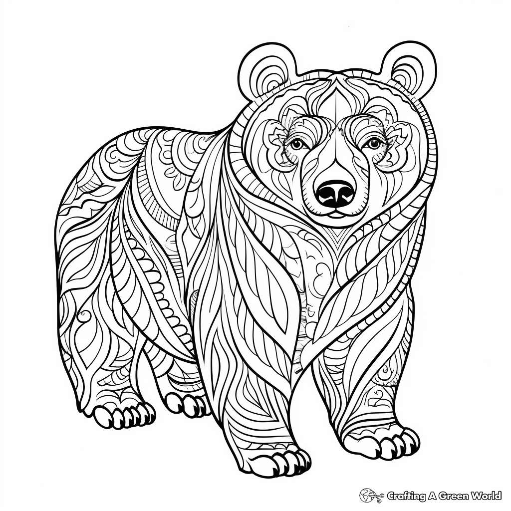 Unique Abstract Bear Coloring Pages for Artists 4