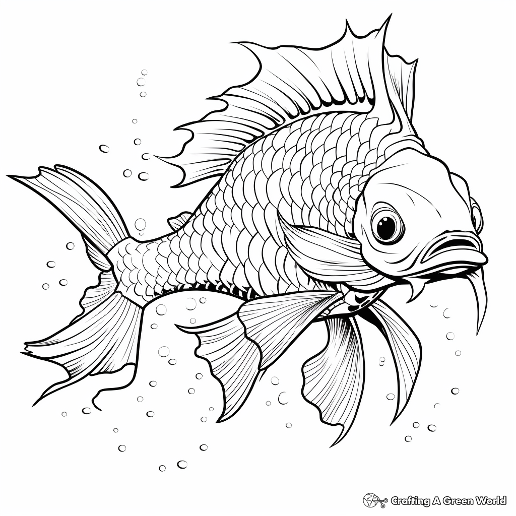 Unique Dragon Fish Coloring Pages 2