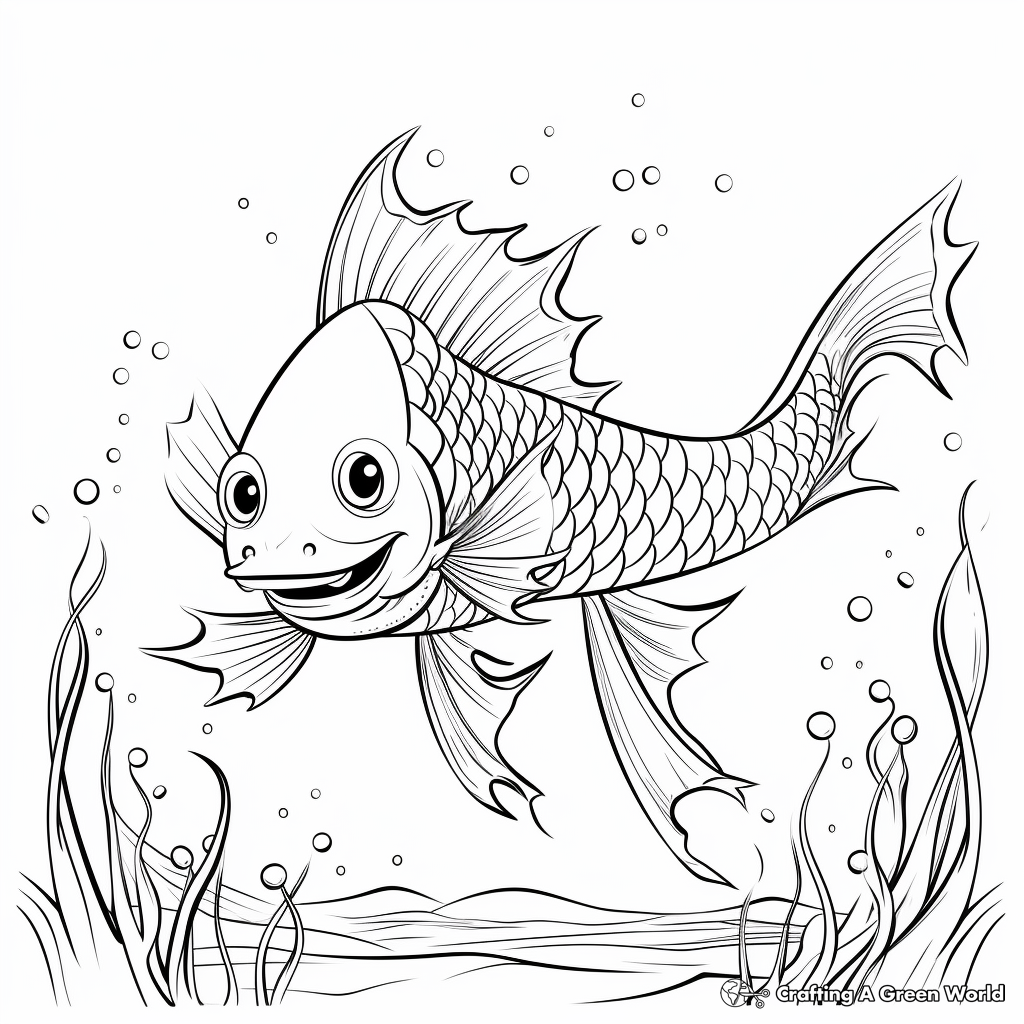 Unique Dragon Fish Coloring Pages 3