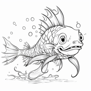 Unique Dragon Fish Coloring Pages 4