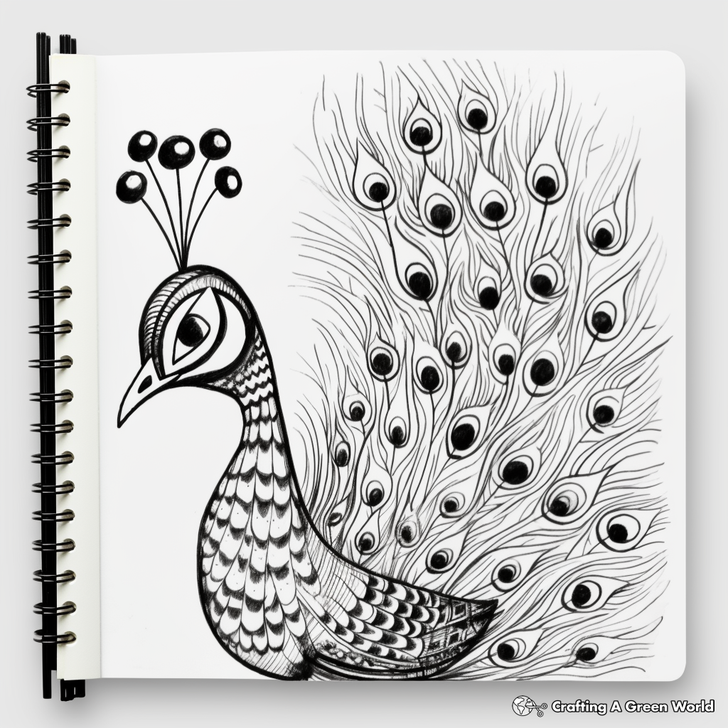 Unique Java Green Peacock Coloring Pages 1