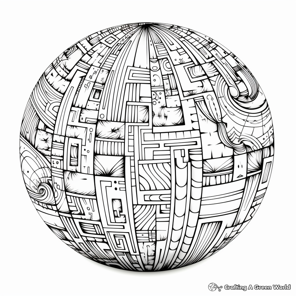 Unique Multi-Patterned Sphere Coloring Pages 4