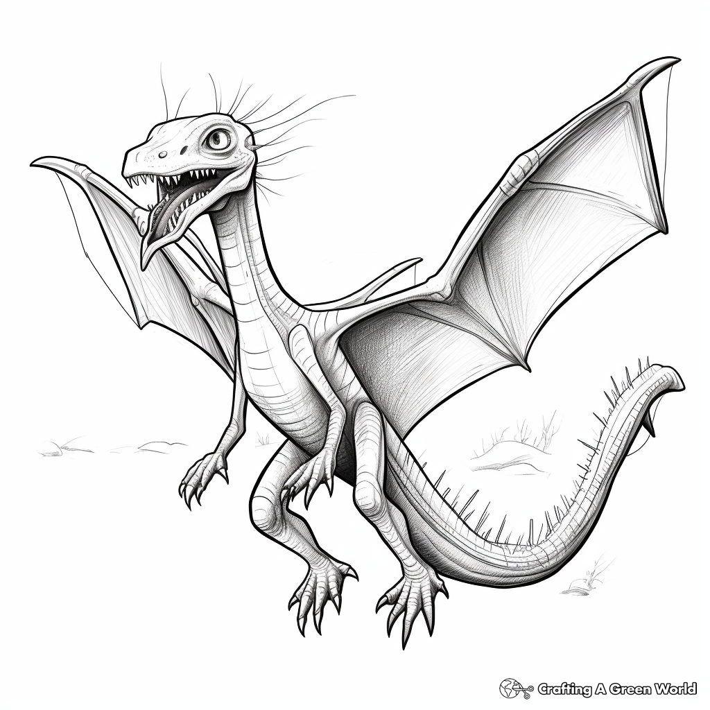 Unique Pterodactyl Dinosaur Flying Coloring Pages 1