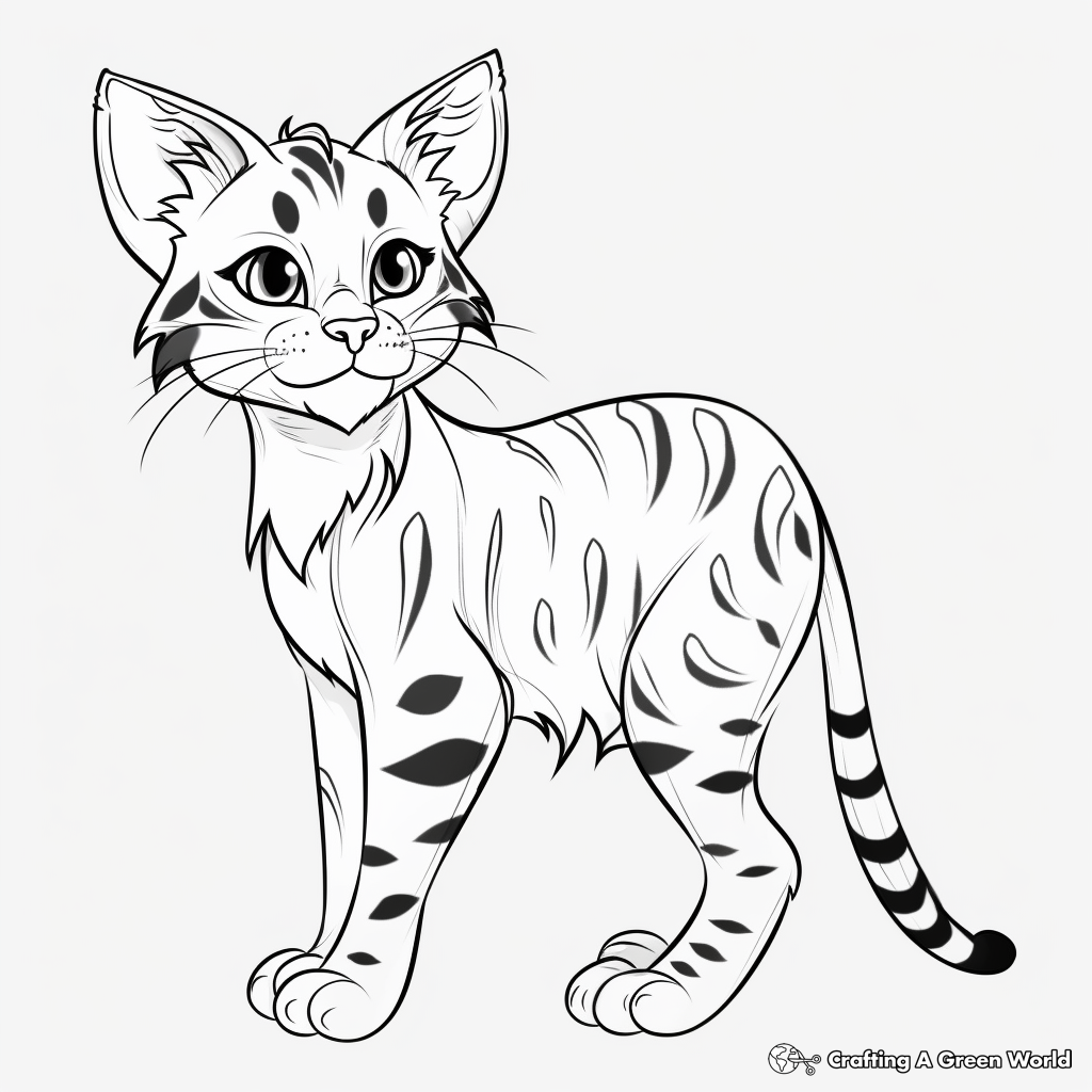 Unique Spotted Bengal Cat Coloring Pages 4