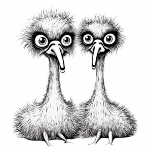 Unique Two-Headed Ostrich Mythical Creature Coloring Pages 2