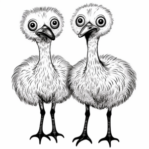 Unique Two-Headed Ostrich Mythical Creature Coloring Pages 4