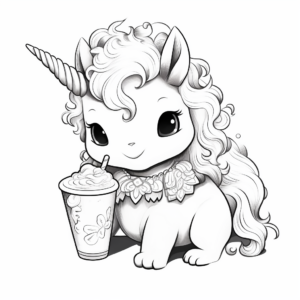 Unique Unicorn Drinking Boba Coloring Pages 2