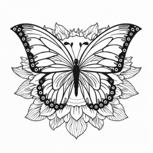 Uplifting Monarch Butterfly and Sunflower Coloring Pages 4