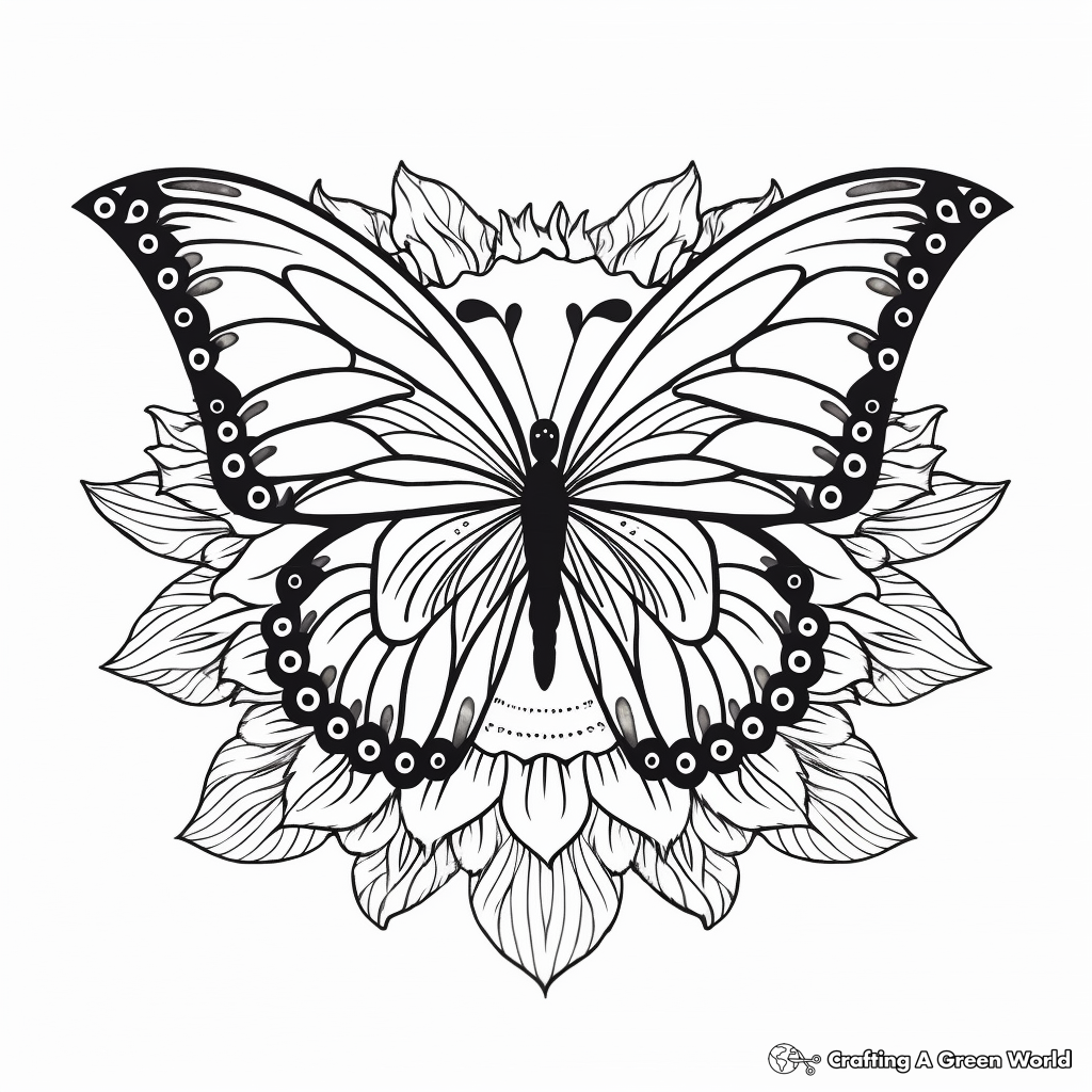 Uplifting Monarch Butterfly and Sunflower Coloring Pages 4