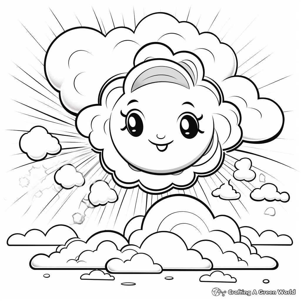 Uplifting Rainbow and Clouds Get Well Soon Coloring Pages 1