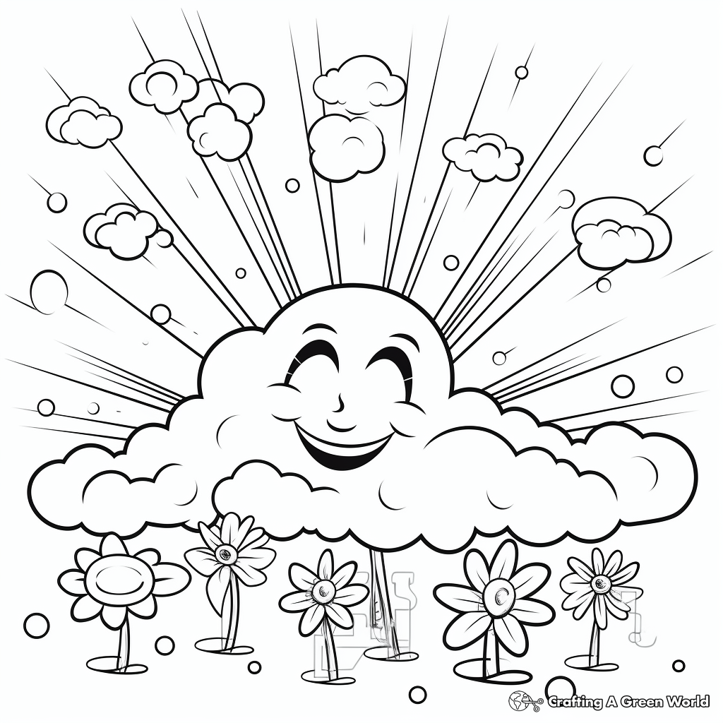 Uplifting Rainbow and Clouds Get Well Soon Coloring Pages 2