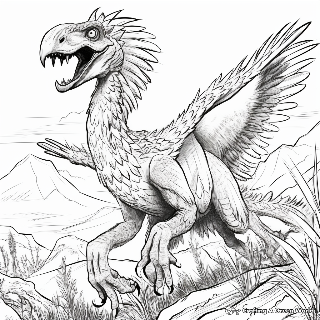 Utahraptor and Prey Dynamic Scene Coloring Pages 4