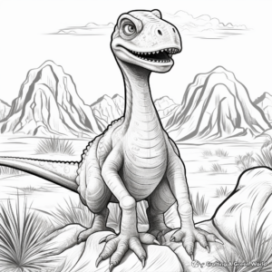 Utahraptor in a Dinosaur Landscape Coloring Pages 2